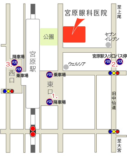 地図：宮原駅東口すぐ